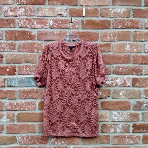 Torrid Mauve Lace Short Sleeve Shirt 1